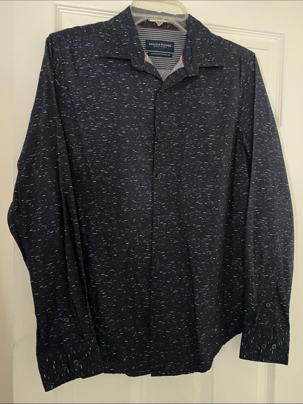 Denim & Flower Men’s Navy Speckled Button-Down Shirt Jacket